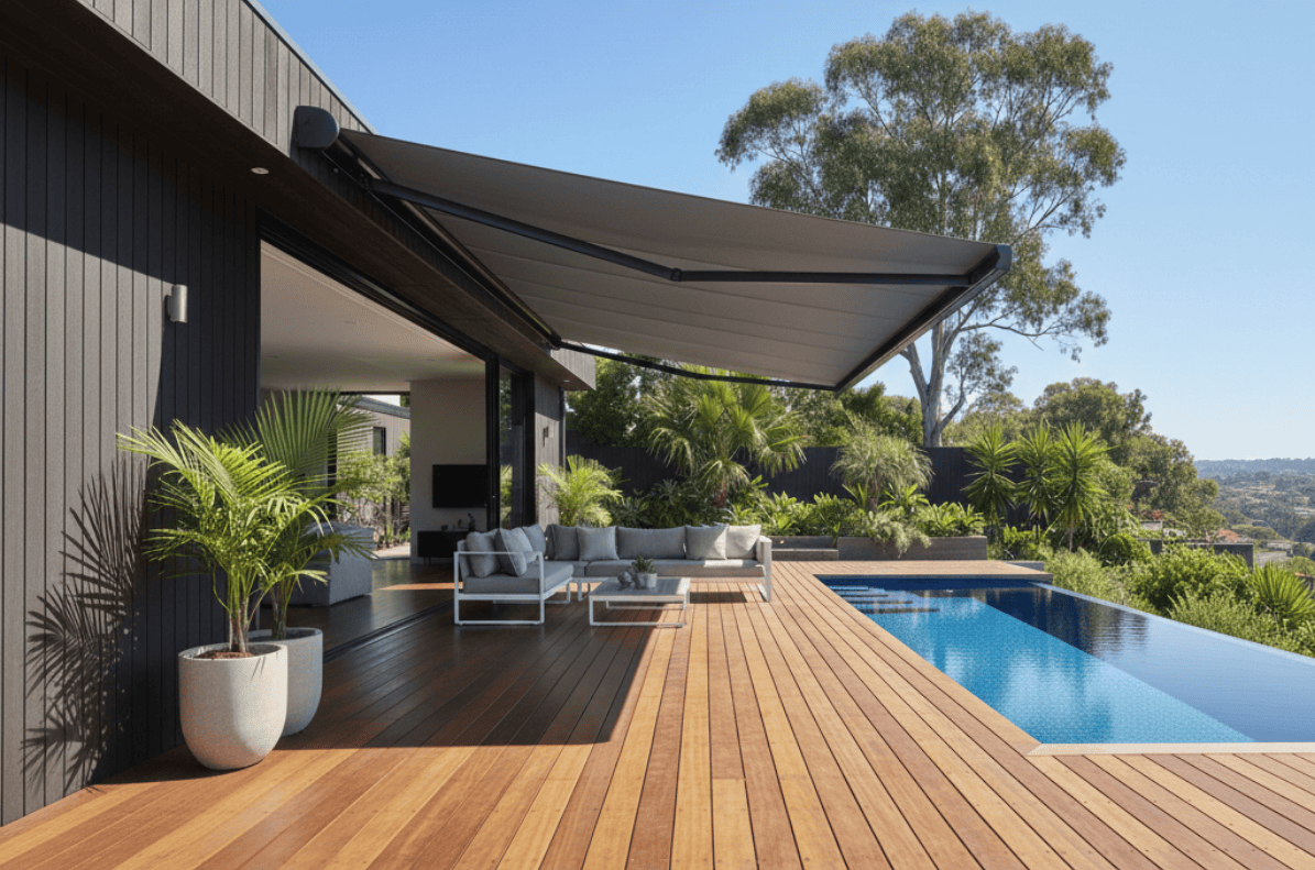 MIY Outdoor DIY install across an alfresco