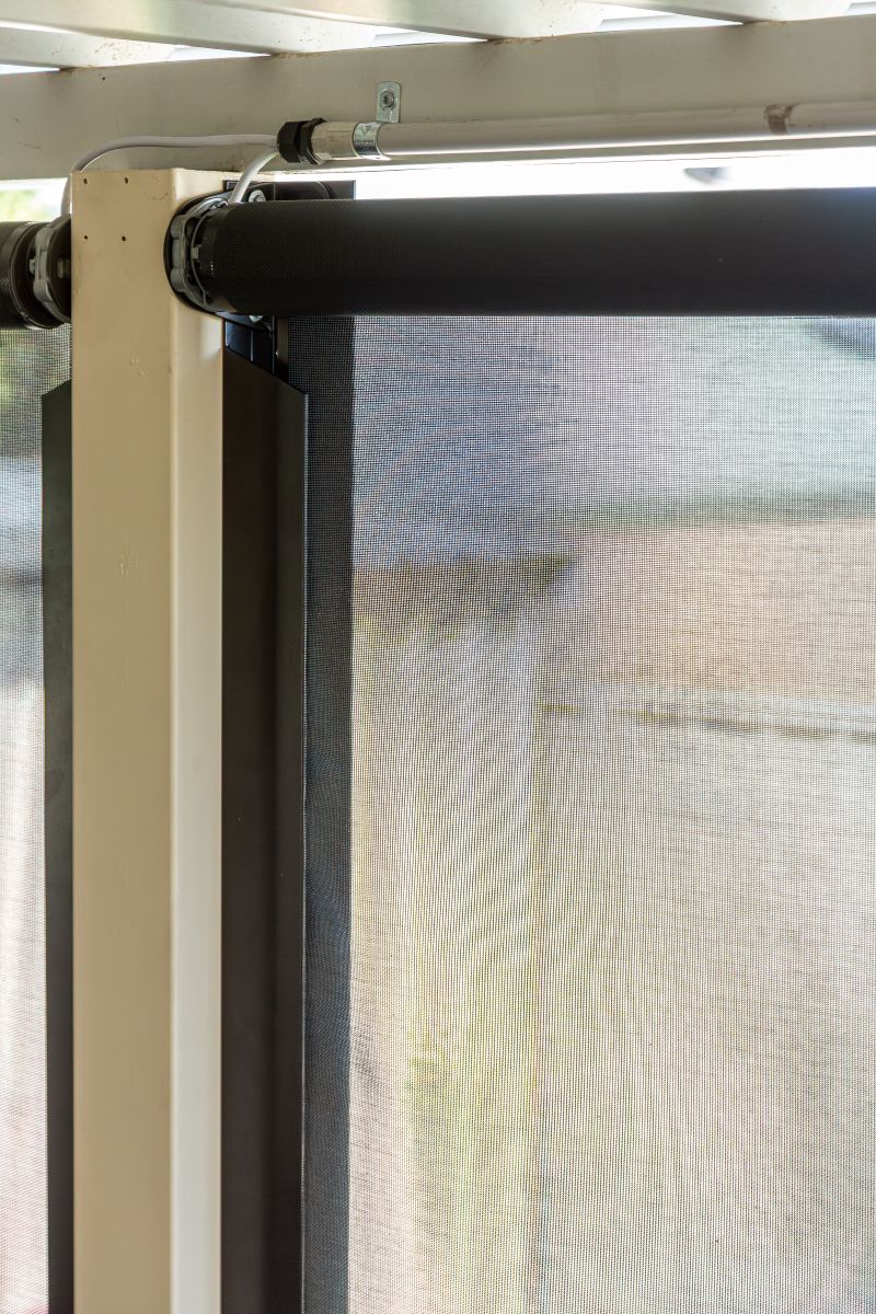 Top of the Channel blind frame showing motor and power cable